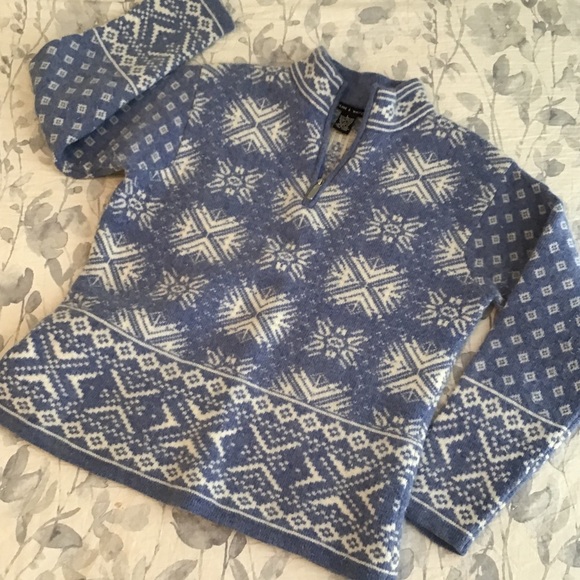 Diane & White Blue/White Lambs Wool/ Rabbit Ski Sweater L - Picture 1 of 7